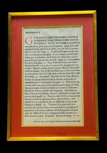 lot 59 image: Framed Desiderata Original Text