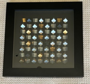 lot 25 image: Z Gallerie Metallic Cube Black Framed Art  Framed Abstract Work of Art