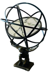 lot 14 image: Metal  Cast Iron Atlas Holding Armillary Sphere with Adjustable Glass