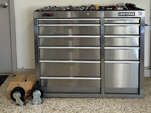 lot 10 image: Craftsman Stainless Steel Tool Box Filled with Tools