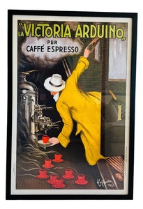 lot 28 image: Vintage Framed Advertising Print La Victoria Arduino for Coffee Machines