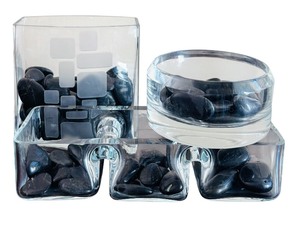 lot 117 image: Beautiful Home Decor - Clear Glass Pieces with River Rocks