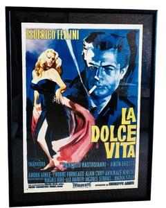 lot 100 image: Framed Vintage Poster Print La Dolce Vita