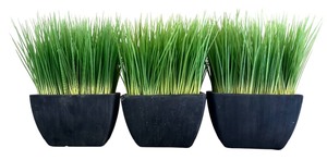lot 96 image: Home Decor Faux Grass in Black Containers