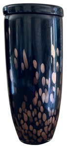 lot 88 image: Lovely Gustavo Large Glass Black and Gold Vase