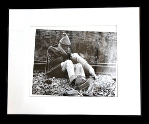 lot 94 image: Beautiful Black and White Framed Photographic Print Older Man and Dog