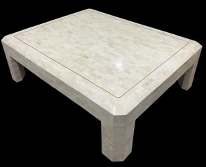 lot 91 image: Postmodern Style Cream Marble Coffee Table