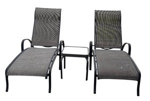 lot 86 image: Two Outdoor Lounge Chairs and Small Table
