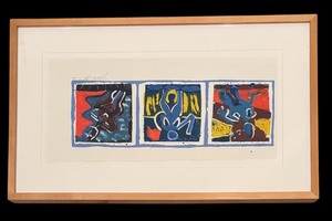 lot 43 image: Framed Colored Triptych Serigraph