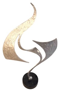 lot 42 image: Contemporary Abstract Brutalist Metal Table Sculpture on Marble by Cascu, 1996