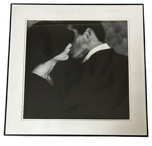 lot 107 image: Black and White Framed Print Woman and Man Kissing