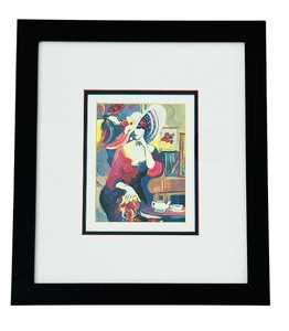 lot 34 image: Petite Colorful Framed Portrait Painting Print