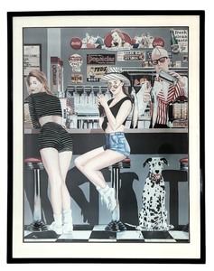 lot 26 image: Vintage Framed Print Half Moon Diner by Gene Frances with Certificate of Authenticity
