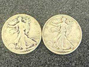 lot 17 image: 2 1936D Walking Liberty Half Dollars