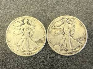 lot 18 image: 2 1942 Walking Liberty Half Dollars