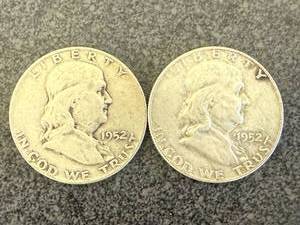 lot 28 image: 2 1952 Franklin Half Dollars