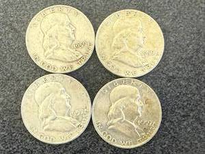 lot 31 image: 4 1959 Franklin Half Dollars