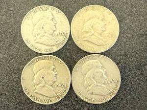 lot 34 image: 4 1952 Franklin Half Dollars
