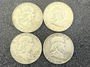 lot 35 image: 4 1962 Franklin Half Dollars