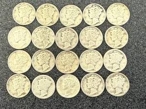 lot 39 image: 20 Mercury Dimes