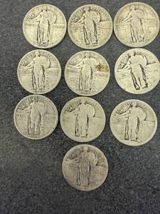 lot 42 image: 10 Standing Liberty Quarters