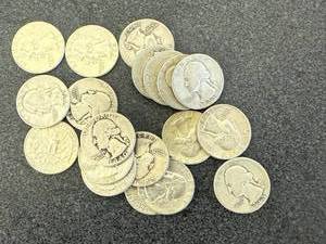 lot 49 image: 20 Silver Washington Quarters