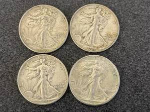 lot 67 image: 4 1941 Walking Liberty Half Dollars