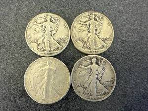 lot 68 image: 4 1941 Walking Liberty Half Dollars