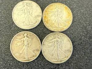 lot 71 image: 4 1943 Walking Liberty Half Dollars