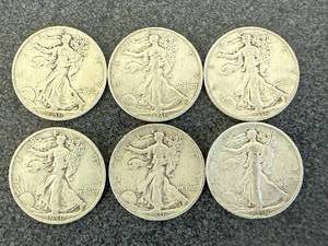 6 1936 Walking Liberty Half Dollars