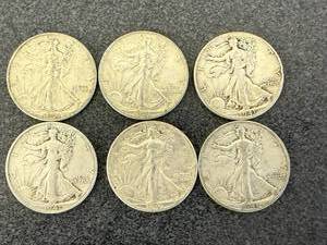 lot 87 image: 6 1941 Walking Liberty Half Dollars