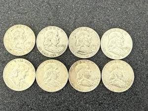 lot 90 image: 8 Franklin Half Dollars - Mixed Years