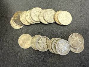 lot 94 image: 10 Mercury Dimes & 10 Silver Roosevelt Dimes