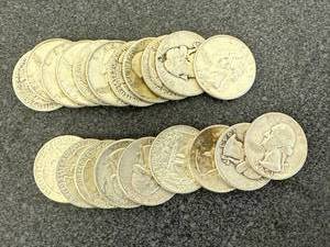lot 97 image: 20 Silver Washington Quarters