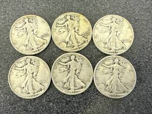 lot 99 image: 6 Walking Liberty Half Dollars - 1940, 1935, 1945 & 3 1943