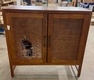 lot 12 image: Warwick 2 Door Rattan Cabinet-33.9x13.9x32-See Photos