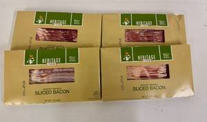 lot 43 image: F. 4x 12oz Hickory Smoked Sliced Bacon-Heritage Farm