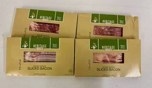 lot 50 image: F. 4x 12oz Hickory Smoked Sliced Bacon-Heritage Farm
