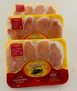 lot 73 image: H. 4pkgs(Approx 5lbs) Boneless Skinless Chicken Breast-Gerber Amish Farms