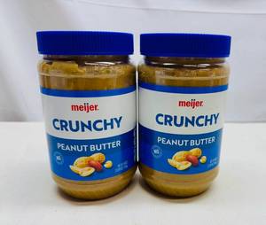 lot 95 image: MM. 2x 2lb 8oz Meijer Crunchy Peanut Butter-72025