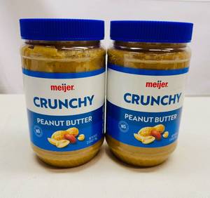 lot 97 image: MM. 2x 2lb 8oz Meijer Crunchy Peanut Butter-72025