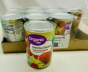 lot 99 image: MM. 12x 14.5oz Organic Petite Diced Tomatoes