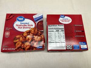 lot 170 image: K. 3x 10oz Nashville Style Hot Shrimp(Popcorn Shrimp wSeperate Sauce Packet)