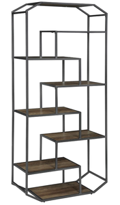 lot 51 image: Coaster Furniture Bookcase Rustic Brown and Dark Grey 805662