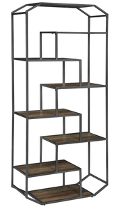 lot 52 image: Coaster Furniture Bookcase Rustic Brown and Dark Grey 805662