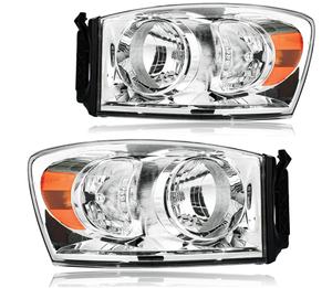 lot 122 image: Headlight Assembly Headlights Kit Compatible with 2006-2008 Dodge Ram 15002006-2009 Ram 2500 3500 (Fits Models with Halogen Headlamps Only)
