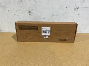 lot 377 image: Axeman Floating Shelves for Wall, 24 Inch Wood Floating Shelves Set of 2, 24W x 8D - Dark Walnut