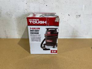 lot 446 image: Hyper Tough 3 Gallon 3.5 HP Poly Wet Dry Vacuum for Home, Car, Garage & Workshop