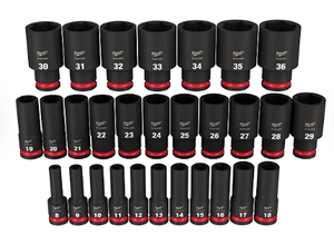 lot 9 image: 29PCS Milwaukee 49-66-7015 SHOCKWAVE Impact Duty 12 Drive Metric Deep 6 Point Socket Set