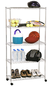 lot 134 image: Seville Classics Solid Steel Wire Shelving Storage Unit Adjustable Shelves Organizer Rack